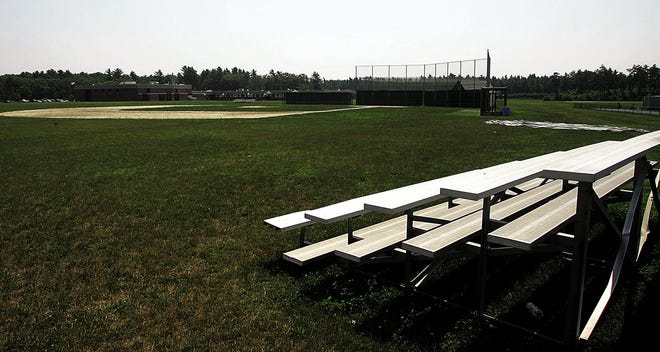 A view of Apponequet's baseball field and bleachers.