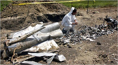 Georgian officials said the remains of a missile that landed Monday made clear that it was one designed in Soviet times.