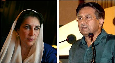 A power-sharing agreement between Benazir Bhutto, a former prime minister, and Gen. Pervez Musharraf, the president, could help defuse a confrontation in which General Musharraf has considered invoking emergency powers, American officials contend.