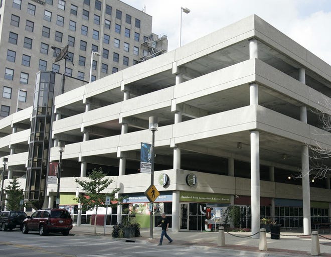 The parking garage at North Main and West State streets.