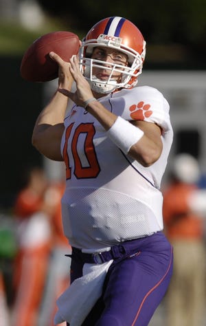Clemson quarterback Cullen Harper, shown in action in last week's win against Maryland, leads the Atlantic Coast Conference in pass efficiency.
