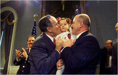 Rudolph Giuliani is the godfather of two of the Kerik children, including Celine, shown in 2001 at City Hall.