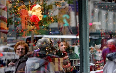 The holiday season has already begun in Herald Square in Manhattan, where window displays drew shoppers’ gazes on Friday.
