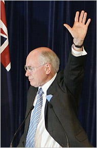 Prime Minister John Howard of Australia after his concession speech on Saturday.