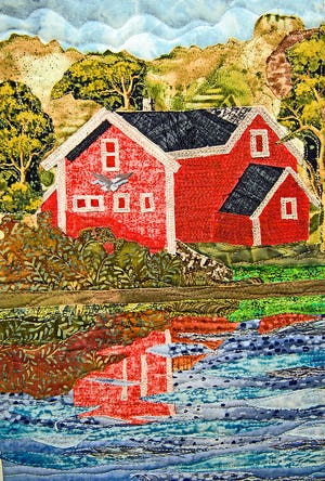 A segment of the 10-panel piece titled “The View from the Border Street Bridge, Cohasset.”