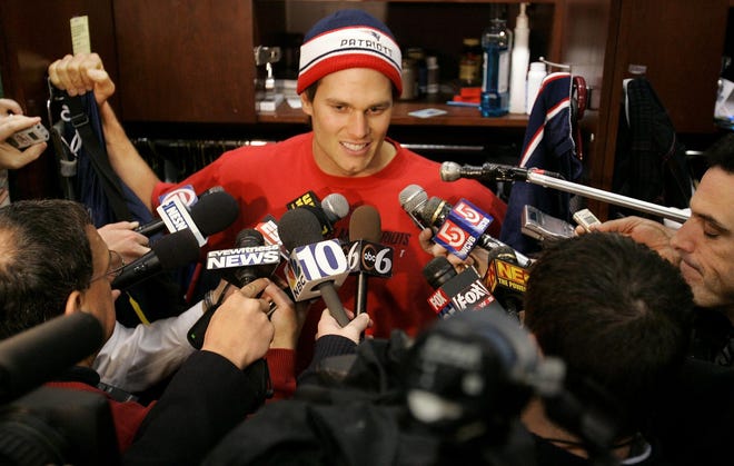 Patriots quarterback Tom Brady discusses the upcoming Pittsburgh game with the media.