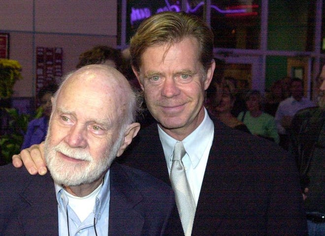 William H. Macy, right, with his father, Bill, at the 2002 Sarasota Film Festival, stars in and co-wrote "The Deal."
