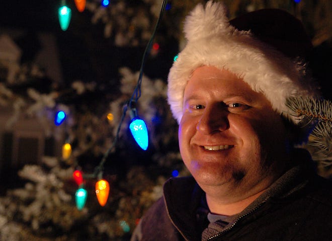 David Veron installed LED Christmas lights at 125 Madison Road in Northborough.