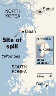 An oil tanker and barge collided off South Korea’s coast.