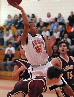 Marlborough's Keith Brown drives to the basket during the Panthers' win over Algonquin.
