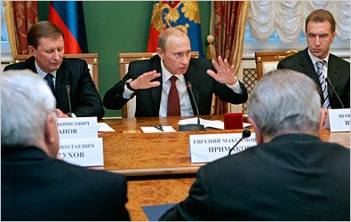 President Vladimir V. Putin of Russia in a meeting at the Kremlin on Tuesday.