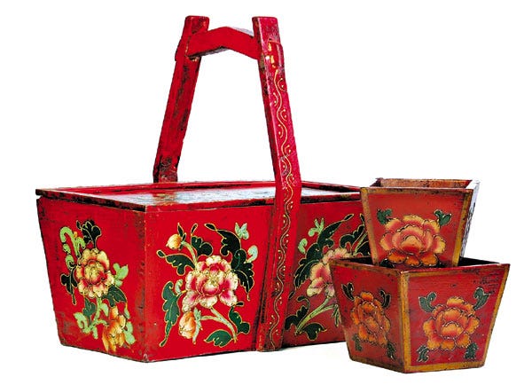 Decorative hand-painted wooden lunchbox and garden planters from China are sure to please.