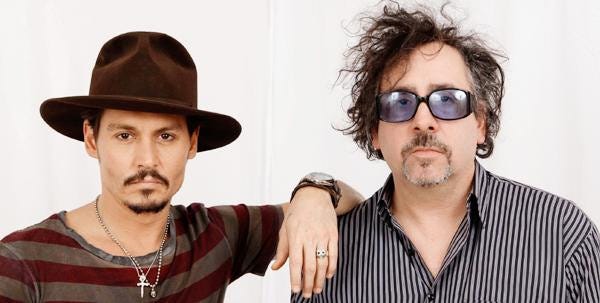 Actor Johnny Depp, 
left, and director 
Tim Burton, shown 
earlier this month 
in West Hollywood, 
Calif. They’ve joined 
forces once again 
– this time for 
“Sweeney Todd: 
The Demon Barber 
of Fleet Street.”