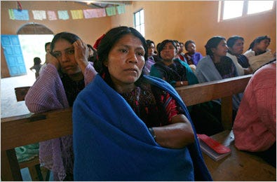 Estela Luna Vásquez at a recent Mass in Acteal for women whose husbands were accused of involvement in the 1997 massacre.