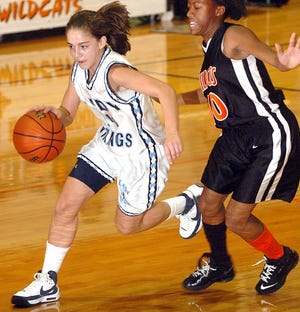 Hoggard's Danielle Bongiorno dribbles up court during the Time Warner Cable Holiday Classic at Brogden Hall on Saturday.