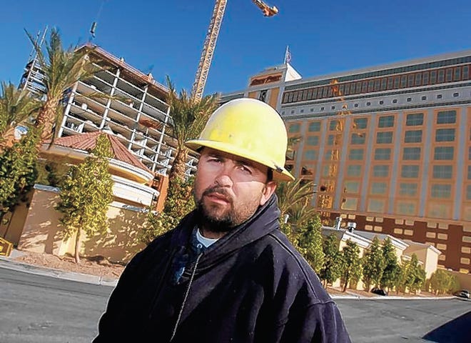 After a drop in housing construction, concrete foreman Benito Del Toro, 28, is working at an expansion of the South Point Hotel & Casino in Las Vegas. The job change has doubled his hours and pay.