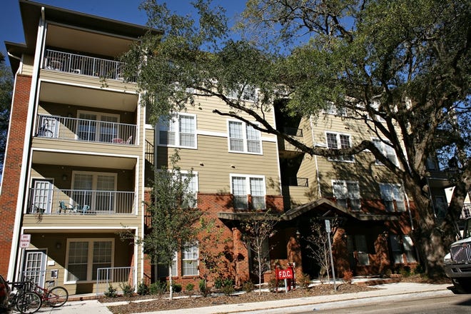The exterior of Campus View apartments.