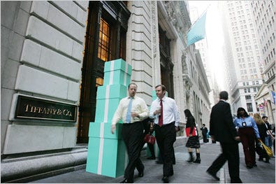 The Tiffany store in Lower Manhattan last October. The retailer said the number of purchases at its stores dropped last month.
