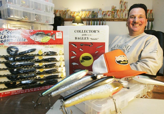 JOHN F. ELBERS II | ROCKFORD REGISTER STAR
 Marty Dinges of Rockford has been collecting Jim Bagley lures for about two years and has collection of 1,200 lures.