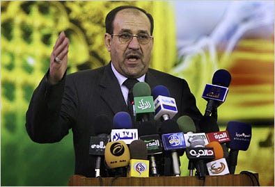 Iraqi Prime Minister Nouri al-Maliki in Karbala on Friday.