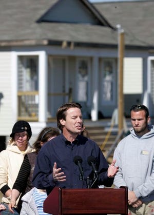 Democrat John Edwards announces he is withdrawing from the presidential race in the Ninth Ward of New Orleans, Wednesday, Jan. 30, 2008.