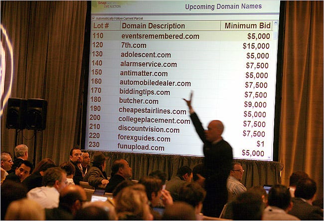 An auction of Internet domain names on Jan. 22 at a Hollywood hotel. The business has been shedding its negative image.