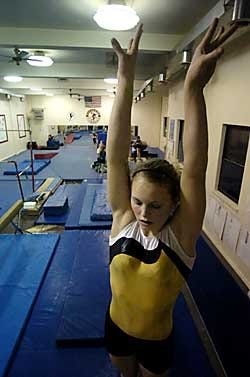 Times photo by Sylvester Washington Jr. Quaker Valley gymnast Tabitha Bemis works out on the balance beam in preparation for Saturday's WPIAL championship meet. Bemis is the defending champ in four events.