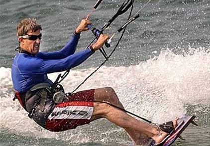 John Kerry windsurfing in an undated file photo.
