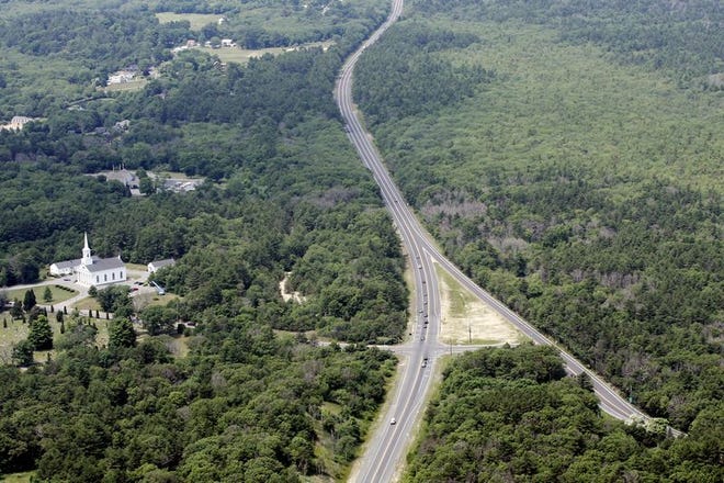 This is an aerial view of the more than 500 acres in Middleboro that the Mashpee Wampanoag tribe has asked the federal government to take into trust. The land is also the site of a proposed $1 billion casino resort the tribe wants to build. In order to do so, the government must first take the land into trust.
---