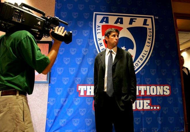 All American Football League Team Florida head coach Shane Matthews waits to do a television interview at the Hilton University of Florida Hotel and Conference Center in Gainesville on Sept. 5, 2007.