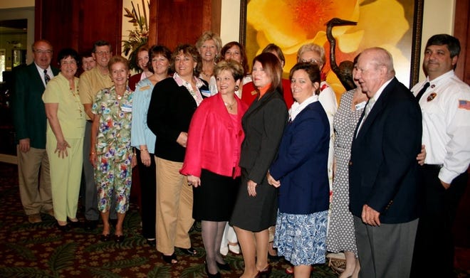 Representatives of all 13 recipients of the Community Foundation's grants gather after lunch.