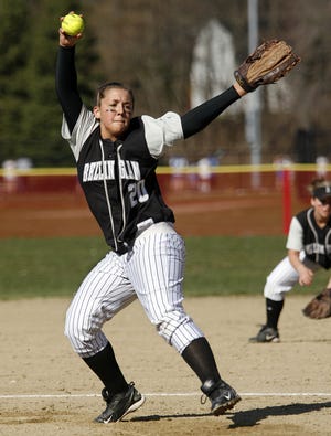 Bellingham's CC Rogers delivers a pitch during the Blackhawks' 6-1 win over Holliston.