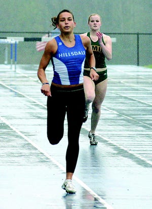 Hillsdale College runner Katie Hunt and Northern Michigan athlete Paris Malin compete in the womens heptathlon at last years Gina Relays at the College. The 2008 Relays are going on Wednesday through Saturday.
