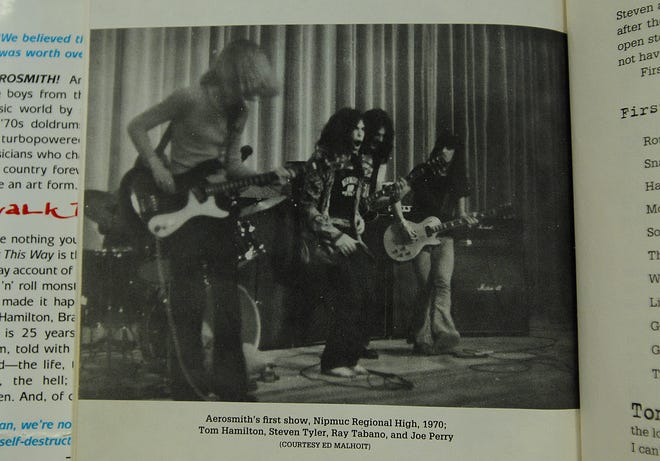 Aerosmith, with Tom Hamilton, Steven Tyler, Ray Tabano and Joe Perry, plays its first show, at Nipmuc Regional High School in Mendon in 1970.