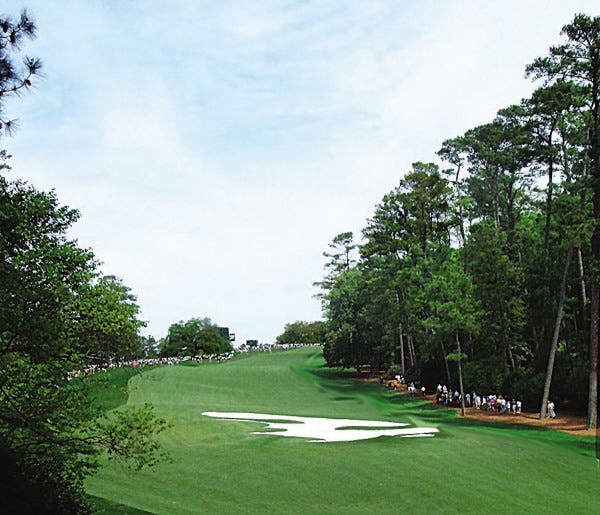 A look: at the 18th hole at the Masters Golf Tournament in Augusta, Ga.