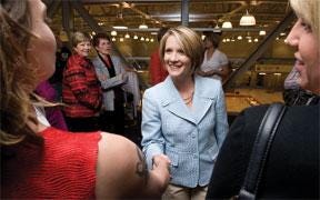 CHIEFTAIN PHOTO/BRYAN KELSEN White House Press Secretary and University of Southern Colorado alum Dana Perino greets students during a reception for her Friday at Massari Arena.