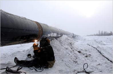 As the Kremlin tries to regain influence, the energy giant Gazprom is ballooning. In February, a worker in central Russia helped prepare a pipeline to bring natural gas from Siberia to market.