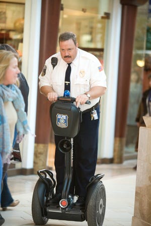 Kevin James plays Paul Blart, a mall cop who gets around on a two-wheeled motorized scooter.