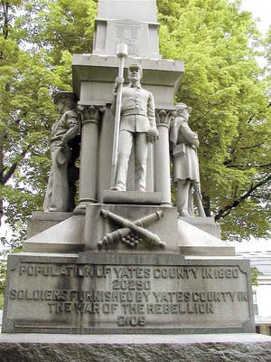 This year marks the 100th anniversary of the unveiling of the monument to Yates County Soldiers that’s located in the Yates County Courthouse lawn.