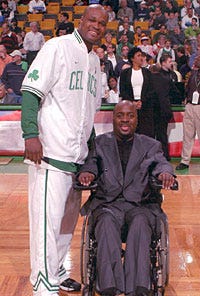Celtics recognize the "Heroes Among Us" - April 2003. Darryl Williams, pictured with Antoine Walker