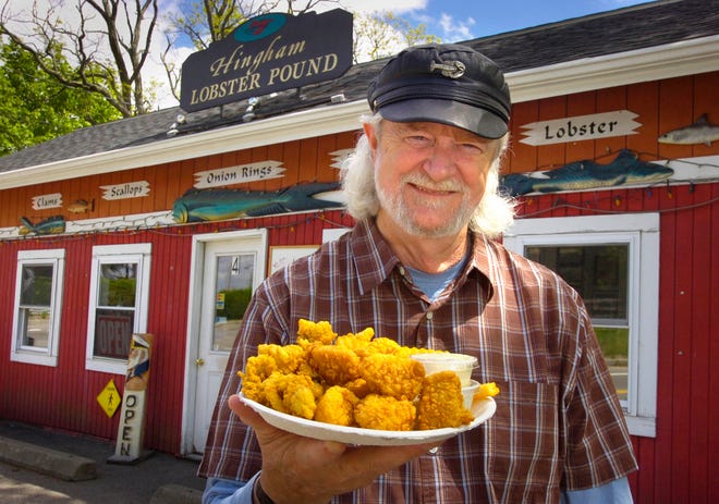 The Hingham Lobster Pound is a great stop for fried seafood. Owner Jack Daily shows a plate of fried clams and scallops