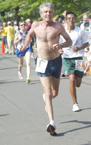 Frank Shorter competes in The Classic 10K race on Sunday in Middletown.