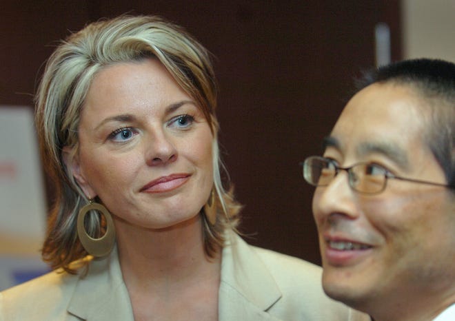 Christine McSherry of Pembroke, who founded the Jett Foundation, and Dr. Brian Tseng, director of the pediatric neuromuscular clinic at Massachusetts General Hospital in Boston.