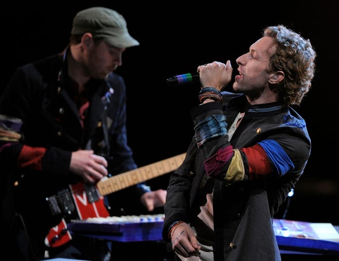 Coldplay performs at the MTV Movie Awards in Los Angeles.