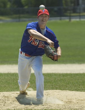 Brian Tanguy gets a few innings of relief work in during play last season.