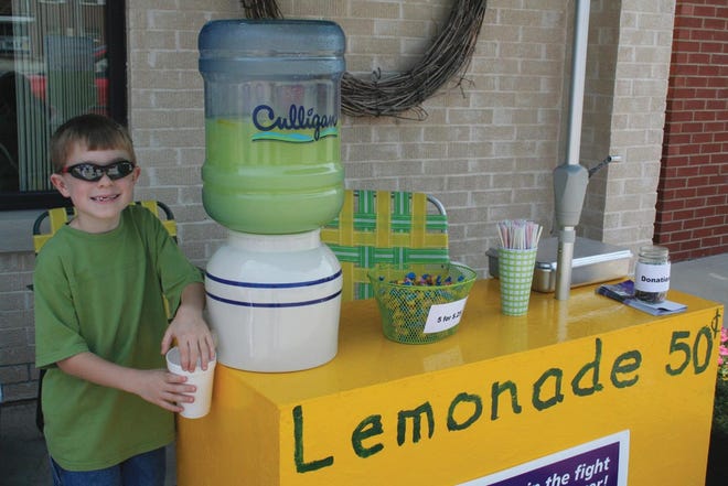 United North Elementary second-grader Ben Watson will be selling lemonade in front of Far and Near Travel on Fridays. The money raised from the stand will benefit Relay For Life.