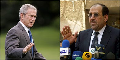 President Bush and Prime Minister Nuri Kamal al-Maliki differ over a timetable for removing American troops from Iraq.