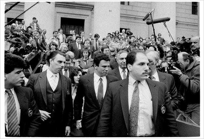 Michael Milken, the former junk bond king turned philanthropist, as he left Federal Court in Manhattan in April 1989.