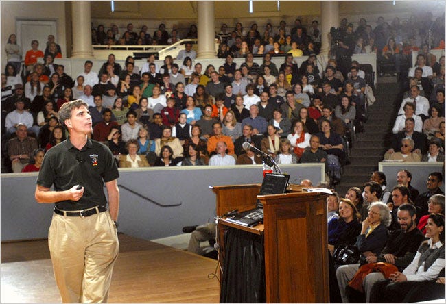 A crowd filled an auditorium at the University of Virginia in November to hear from Randy Pausch, a former professor there.
