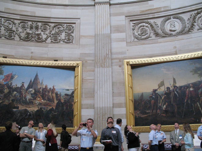 The rotunda of the U.S. Capitol draws eyes upward.